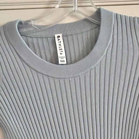 Athleta Glacial Blue Lincoln Park Ribbed Crew Neck XXS Side Slit Sweater 2020 - Picture 6 of 12